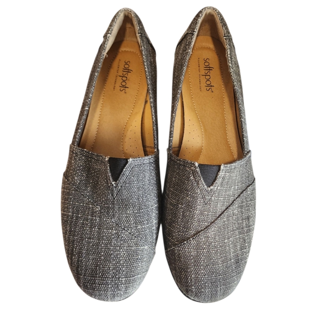 Softspots Womens Size 8 M Pillowtop Technology Flats Gray Metallic Fleck Shoes